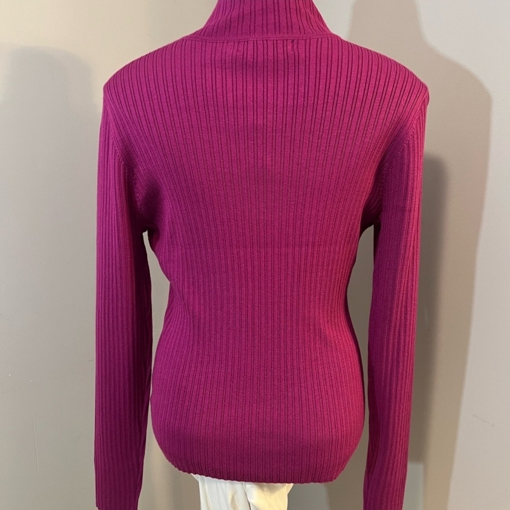 Marled Purple Cowl Neck Sweater Ribbed Knit - Picture 2 of 6